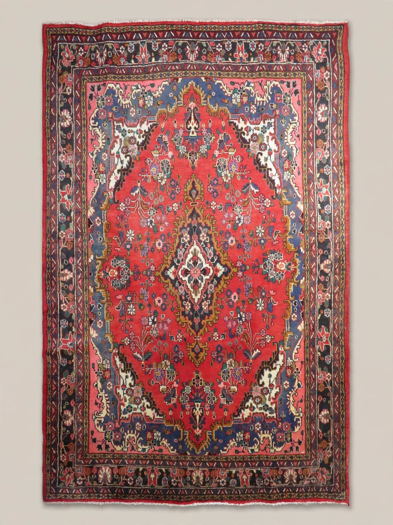 Hand Knotted Persian Vintage Rug ABC-PER-415, 10 ft 5 in x 7 ft 0 in, flat view, natural colors